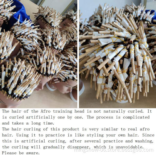 Black hairdressing training head barber training head 100 human hair afro training mannequin doll head